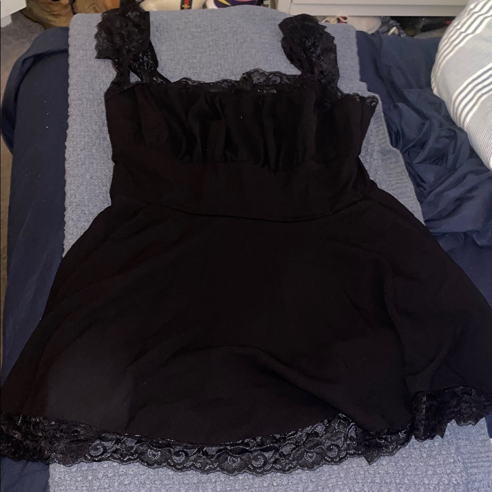 Fashion Nova Black Lace Detail Dress